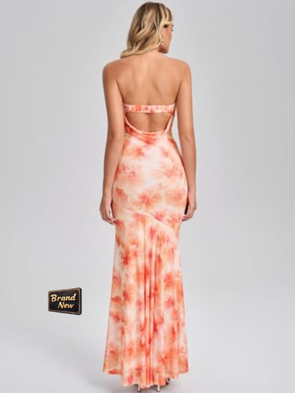 Strapless Tube Maxi Dress Formal Wedding Guest Bodycon Ruffle Cocktail - Picture 2 of 7